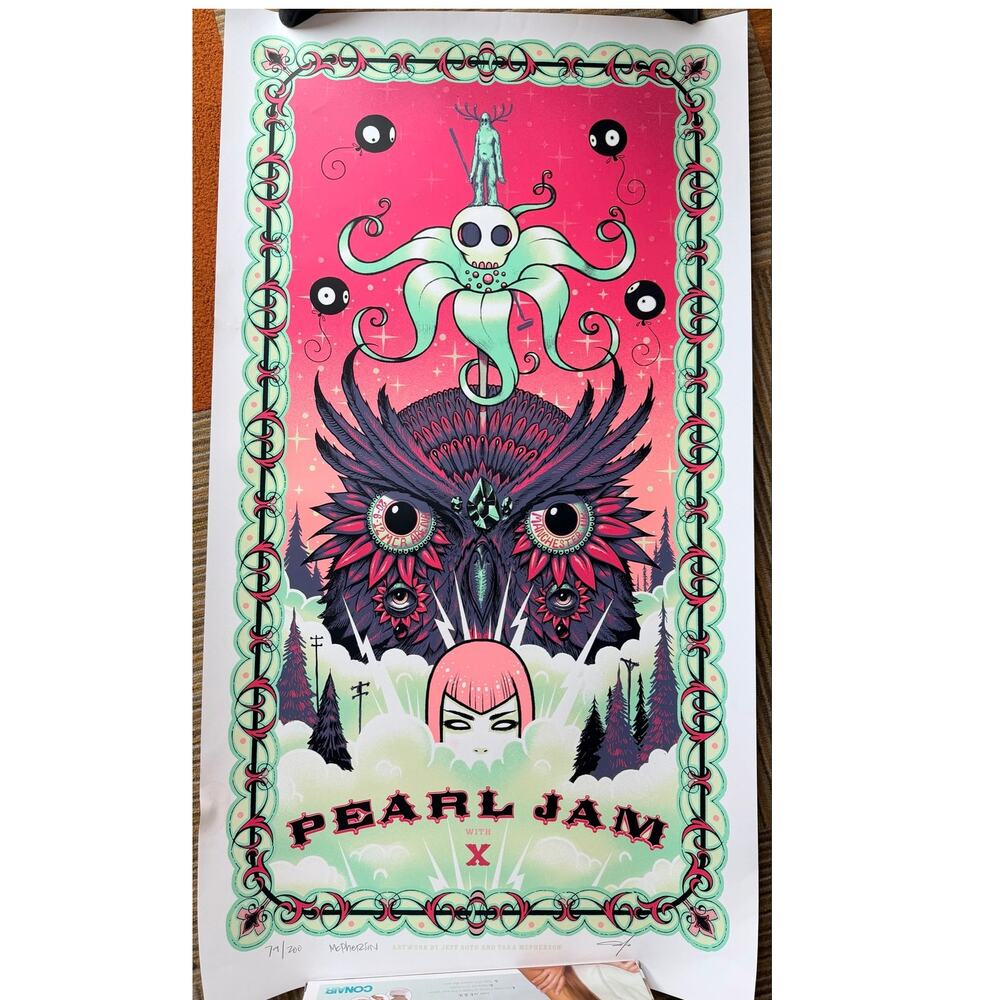 RARE PEARL JAM 2012 MANCHESTER POSTER TARA McPHERSON JEFF SOTO SIGNED & NUMBERED